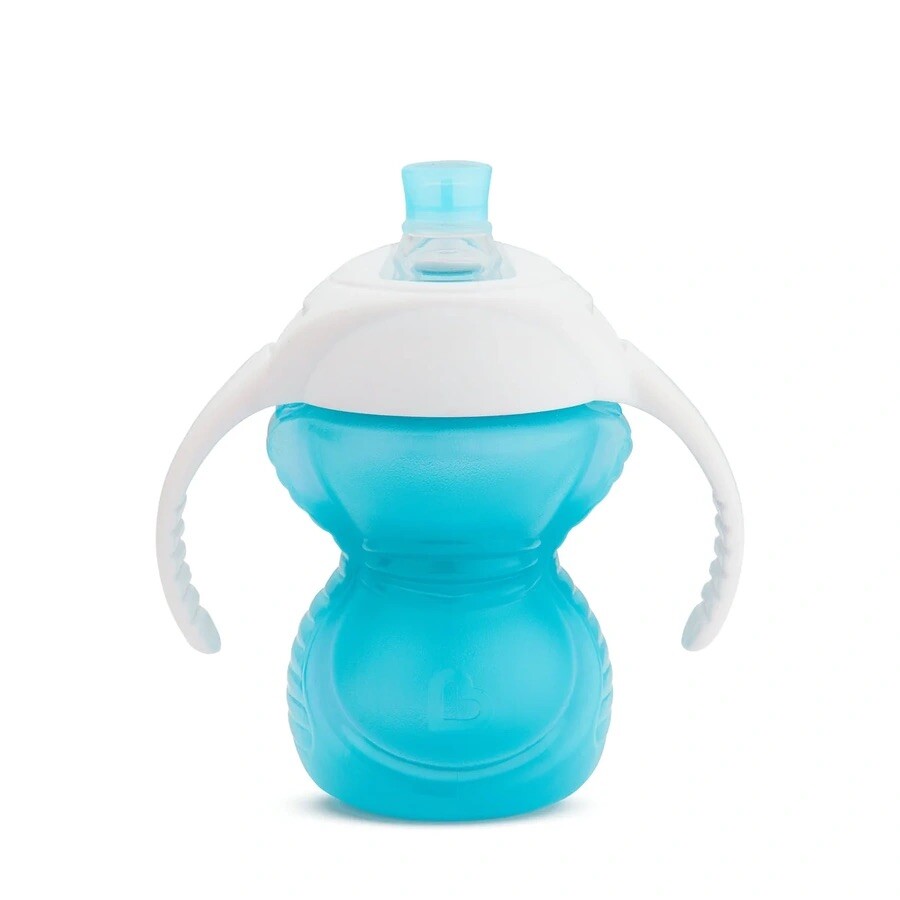 Munchkin drinkbeker 2-pack - click lock bite proof trainer cup - bijtbestendige drinkbeker voor baby's - overgangsbeker - vanaf 6 maanden - beker met handgrepen - 207ml - groen/blauw - 2 bekers